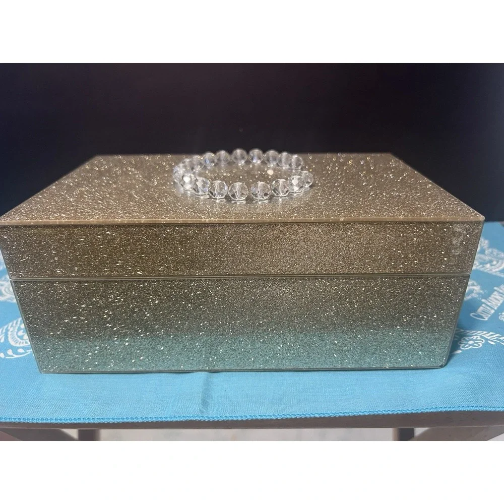 BEAUTIFUL SPARKLING GOLD INITIAL C 8X5X3 JEWELRY/TRINKET BOX  ( 1532)‎